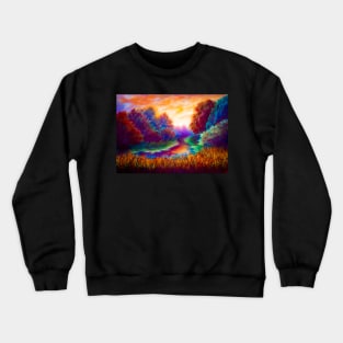 Early Autumn nature landscape - pastel painting Crewneck Sweatshirt